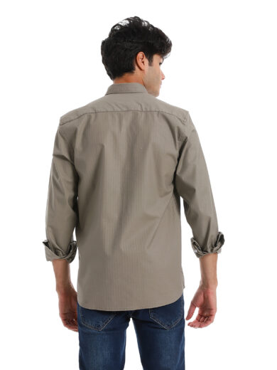 Regular Fit Gabardine Shirt With Pocket - Oil - Image 3