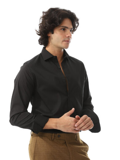 Semi-formal lycra shirt - Black - Image 5