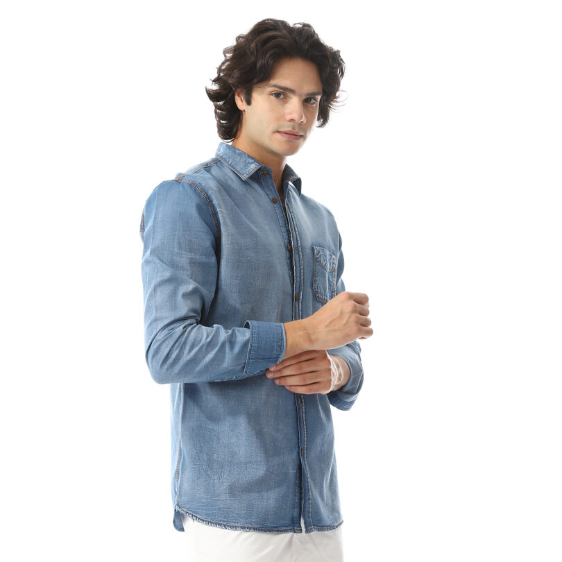 Handmade Denim Shirt - Sky Blue - Image 5