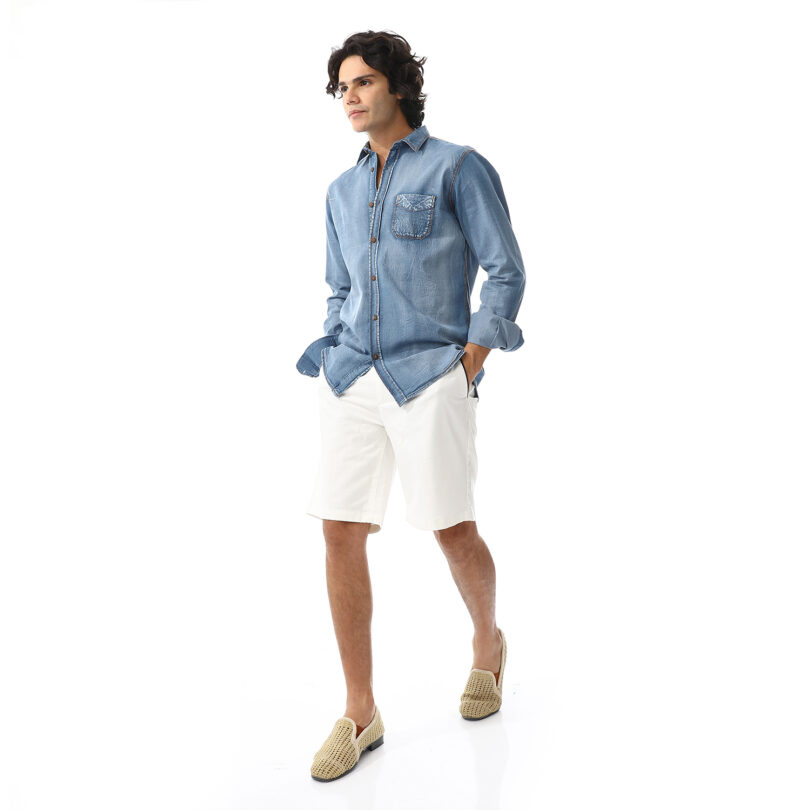 Handmade Denim Shirt - Sky Blue - Image 2