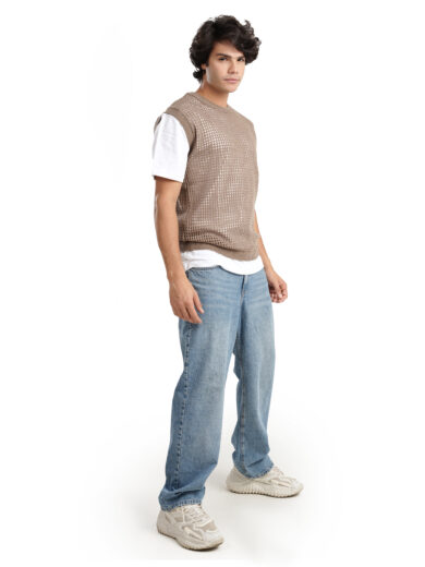 Knitted Vest - Brown - Image 5