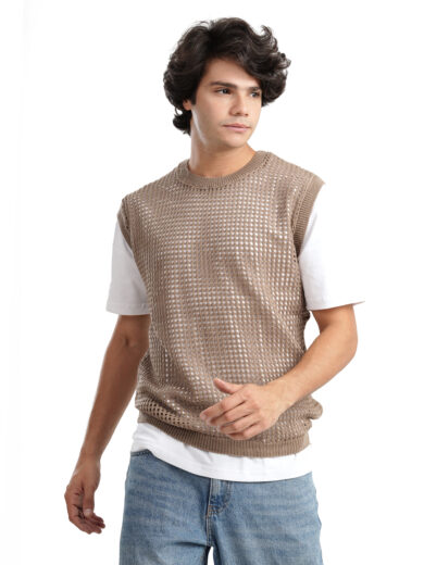 Knitted Vest - Brown - Image 4