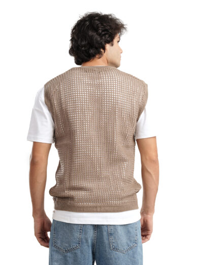 Knitted Vest - Brown - Image 3