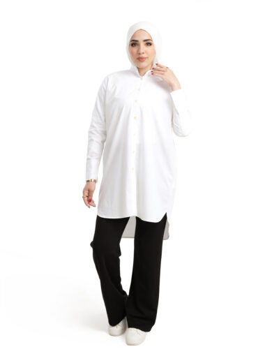 Long Cotton Blouse - White - Image 2