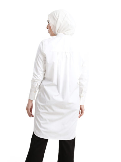 Long Cotton Blouse - White - Image 4