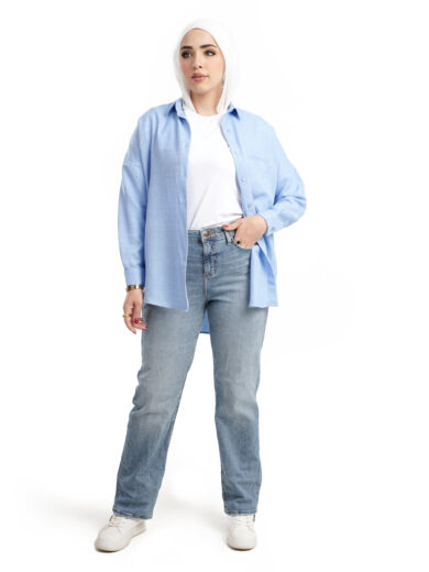 Viscose Linen Blouse - Sky Blue - Image 2