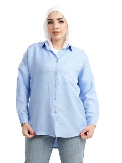 Viscose Linen Blouse - Sky Blue