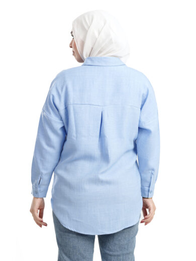Viscose Linen Blouse - Sky Blue - Image 3