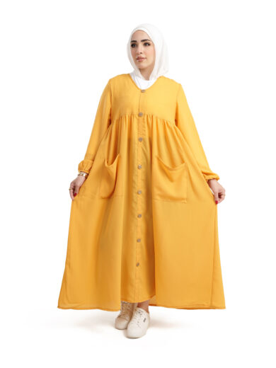 Crepe Chiffon Dress - Yellow