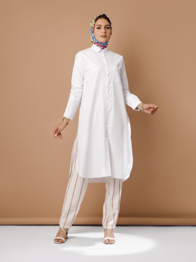 Short Dress With Pocket - White - Image 3