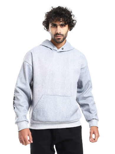 Printed Hoodie Sweatshirt - Grey