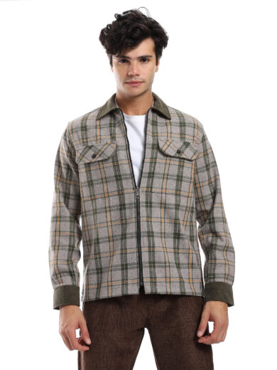 Checked Wool Jacket - Olive