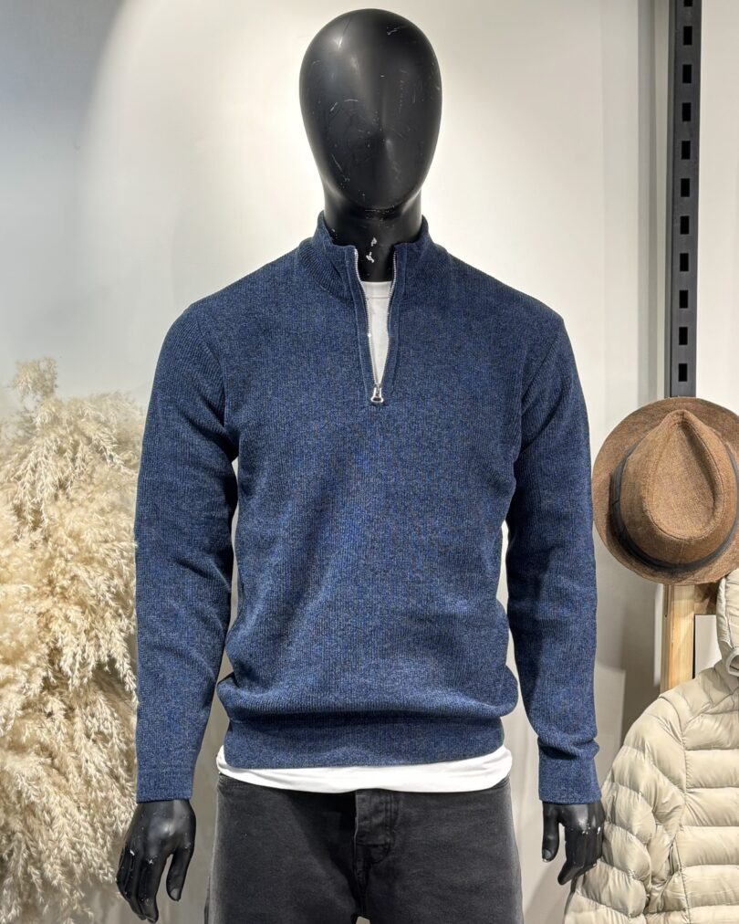 Velvet Half Zipper -Blue