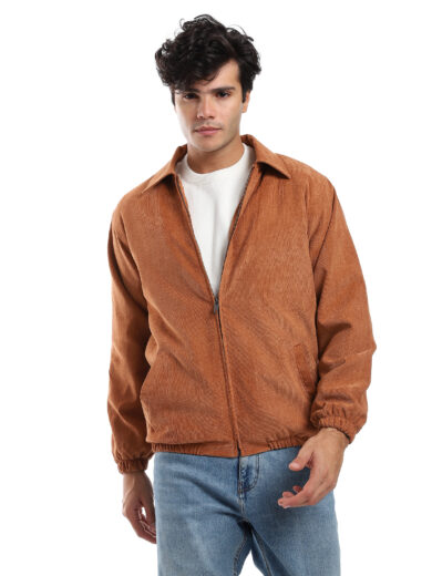 Velvet Jacket With Fur-Camel - Image 7