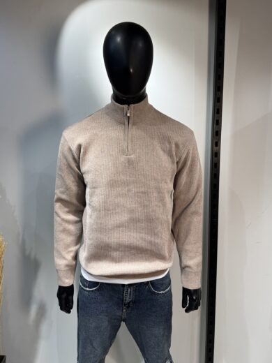 Half Zipper -Beige - Image 7