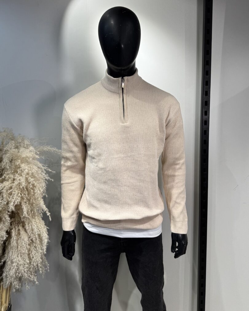 Half Zipper - Light Beige - Image 5