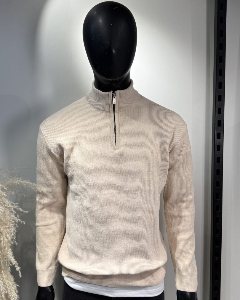 Half Zipper - Light Beige