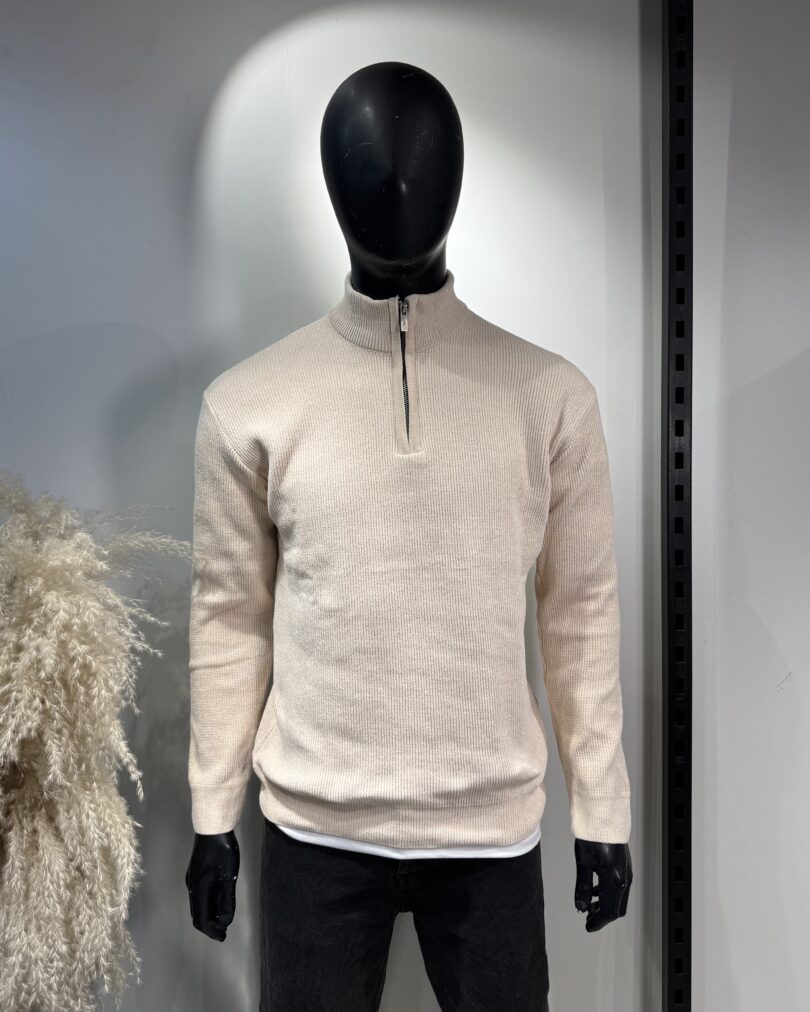Half Zipper - Light Beige - Image 6