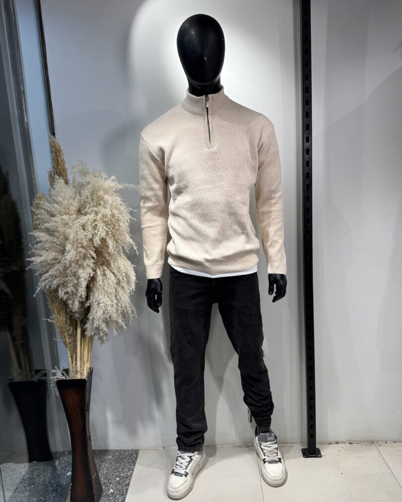 Half Zipper - Light Beige - Image 2
