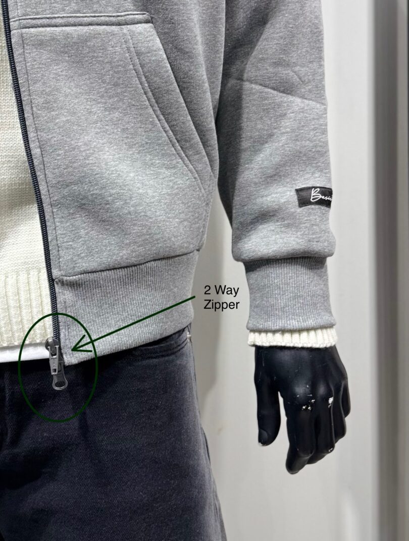 Hooded Jacket With 2 Zippers - Silver - Image 7