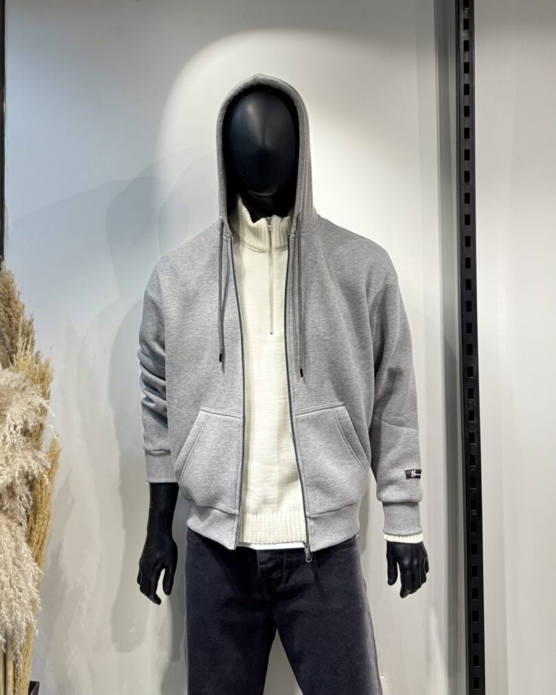Hooded Jacket With 2 Zippers - Silver - Image 4