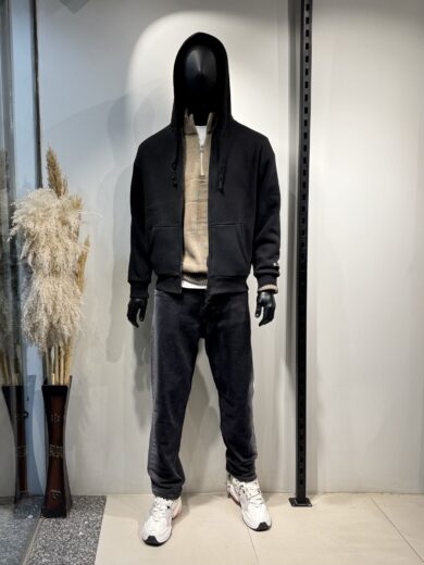 Hooded Jacket With 2 Zippers - Black - Image 2