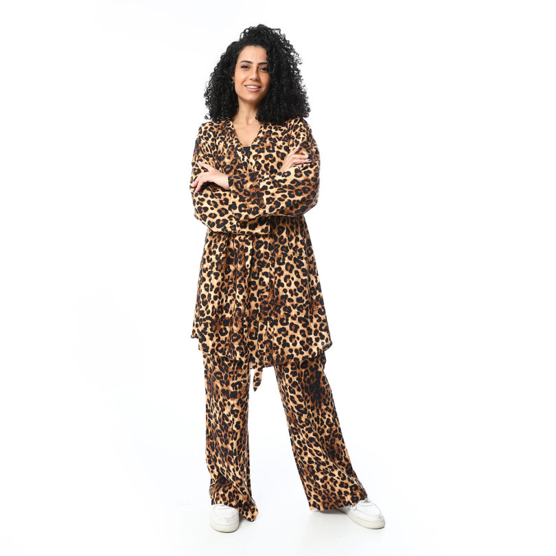 Tiger Cardigan Set - Brown - Image 5