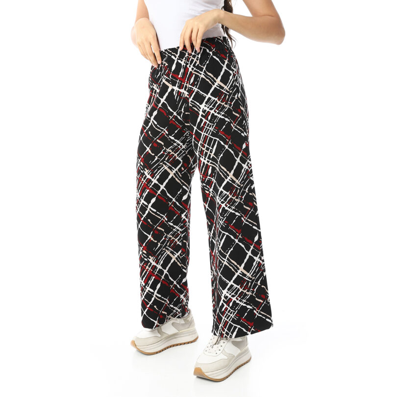 Mesh Printed Pant - Black & Red - Image 2