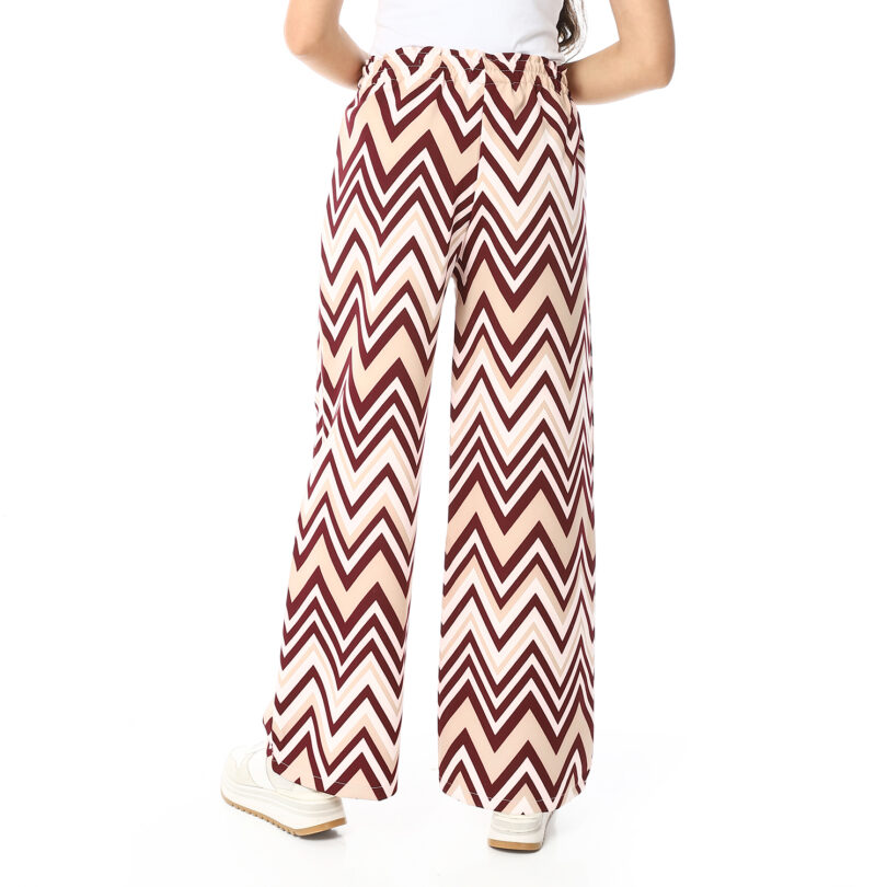 Printed Zigzag Pants -Burgundy - Image 2