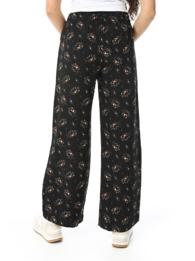 Rose Printed Pants - Black - Image 5