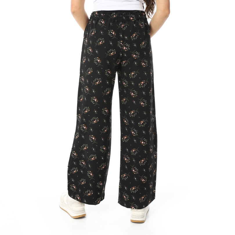 Rose Printed Pants - Black - Image 5