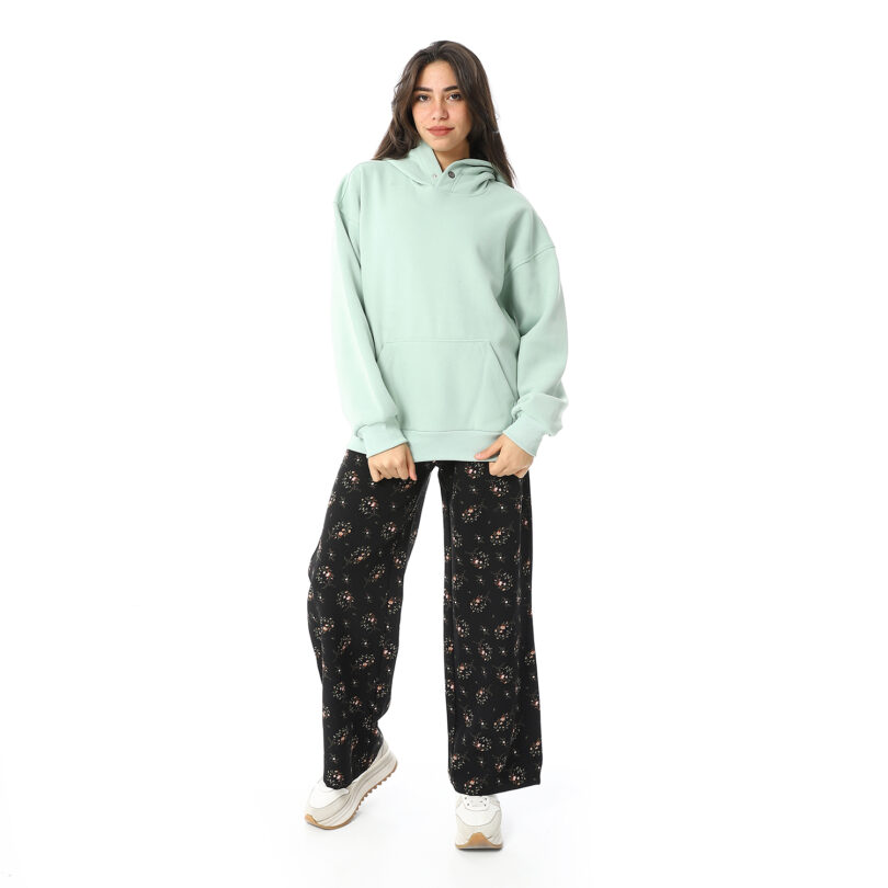 Rose Printed Pants - Black - Image 3