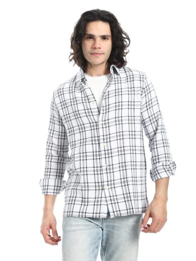Shabika Checked Shirt -White