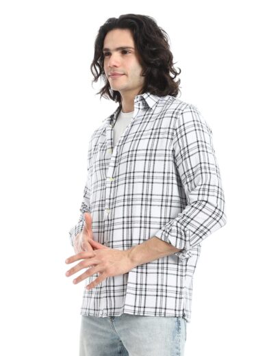 Shabika Checked Shirt -White - Image 3