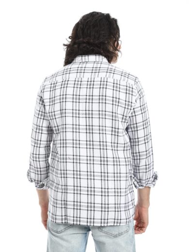 Shabika Checked Shirt -White - Image 4