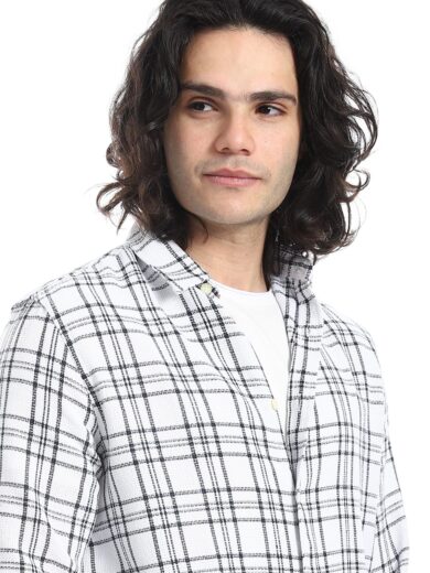 Shabika Checked Shirt -White - Image 6