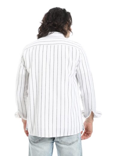 Shabika Striped Shirt -White - Image 4