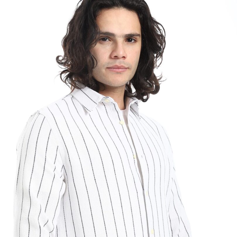 Shabika Striped Shirt -White