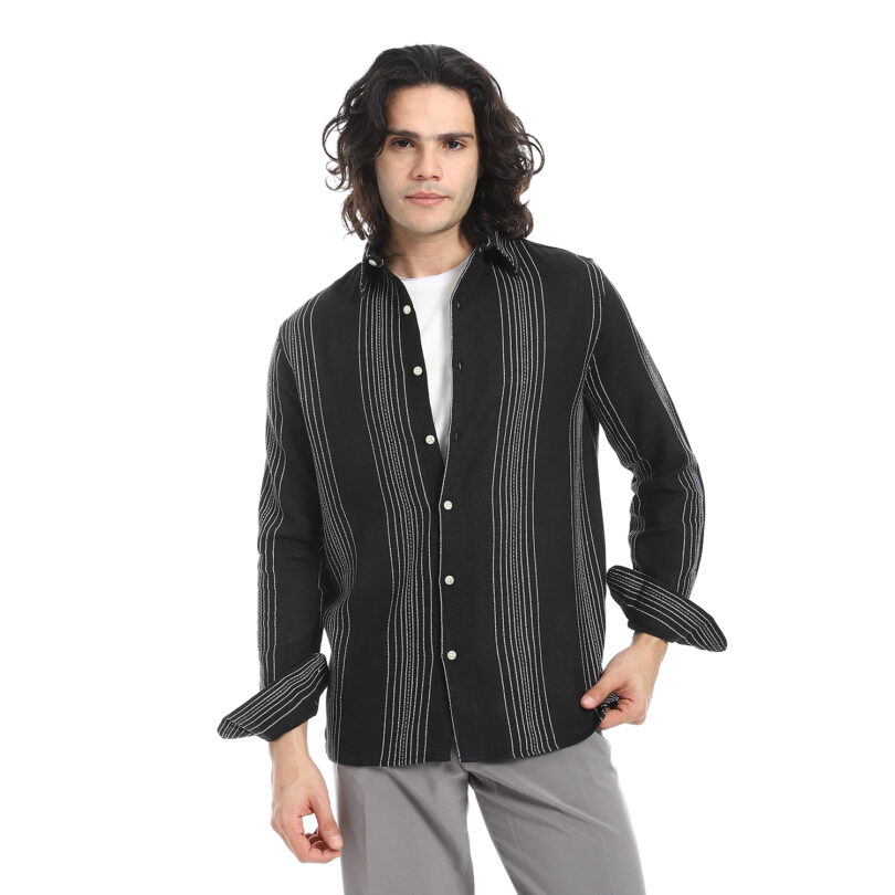 Shabika Striped Shirt-Black 2