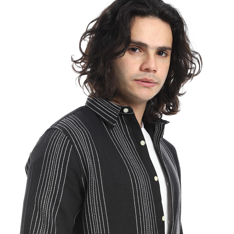 Shabika Striped Shirt-Black 2 - Image 3