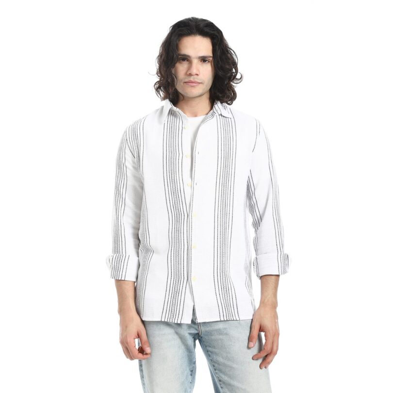 Shabika Striped  Shirt -White 2