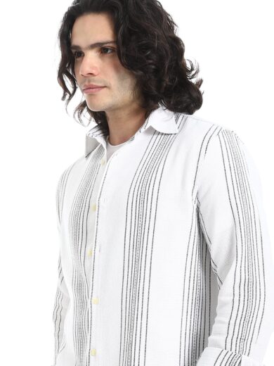 Shabika Striped  Shirt -White 2 - Image 5