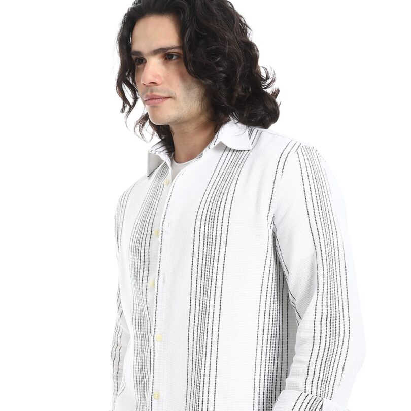 Shabika Striped  Shirt -White 2 - Image 5