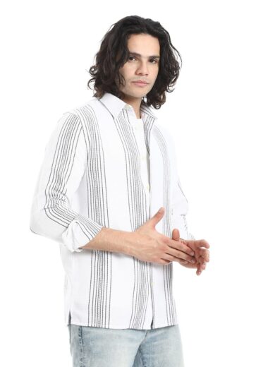 Shabika Striped  Shirt -White 2 - Image 4