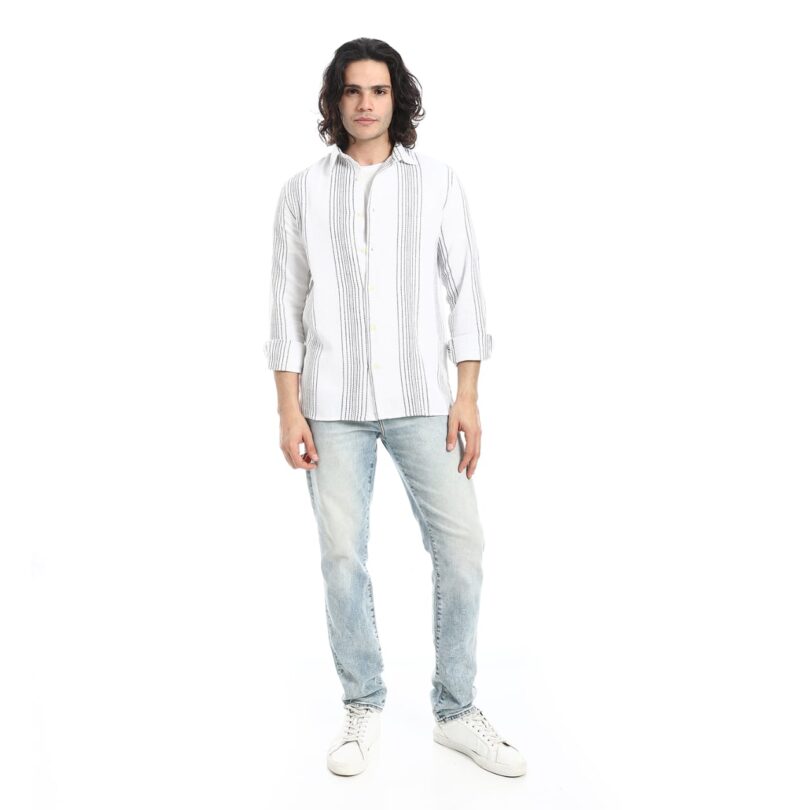Shabika Striped  Shirt -White 2 - Image 2