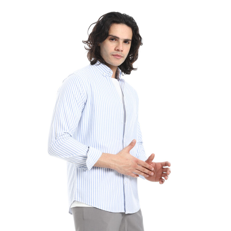 Striped Oxford Shirt -Sky Blue - Image 3