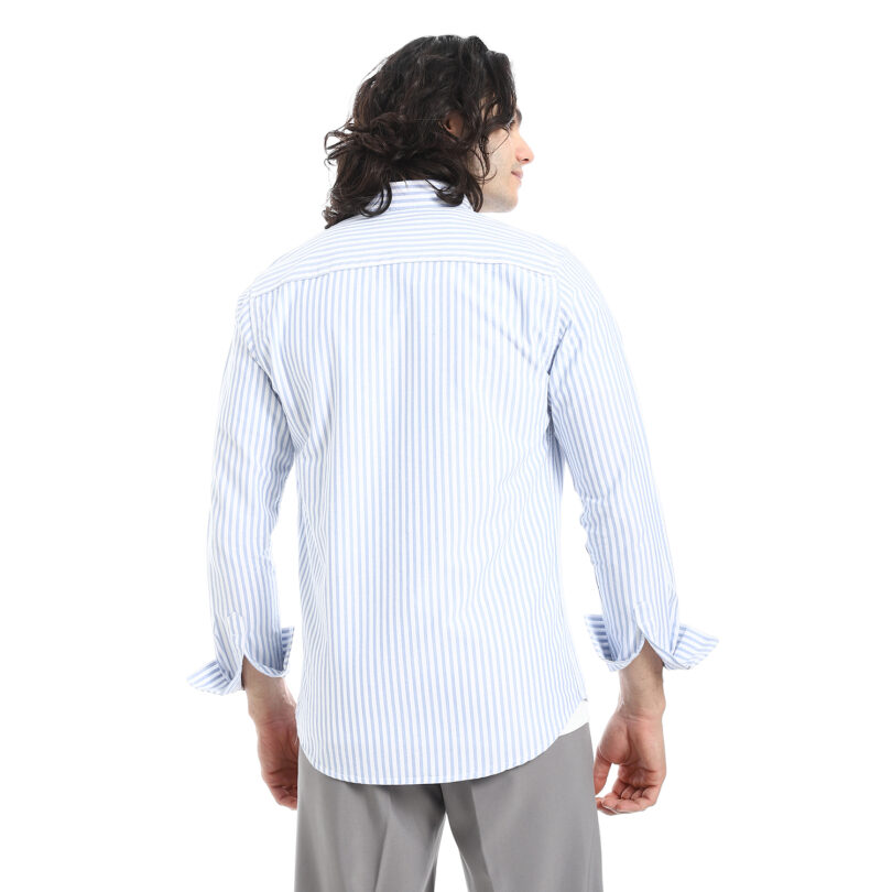 Striped Oxford Shirt -Sky Blue - Image 4