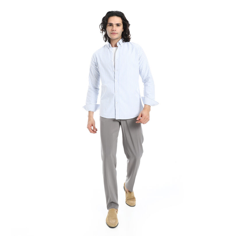 Striped Oxford Shirt -Sky Blue - Image 2