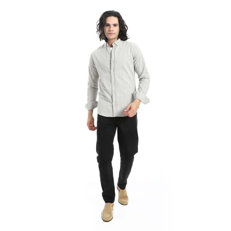 Plain Oxford Shirt-Grey - Image 2
