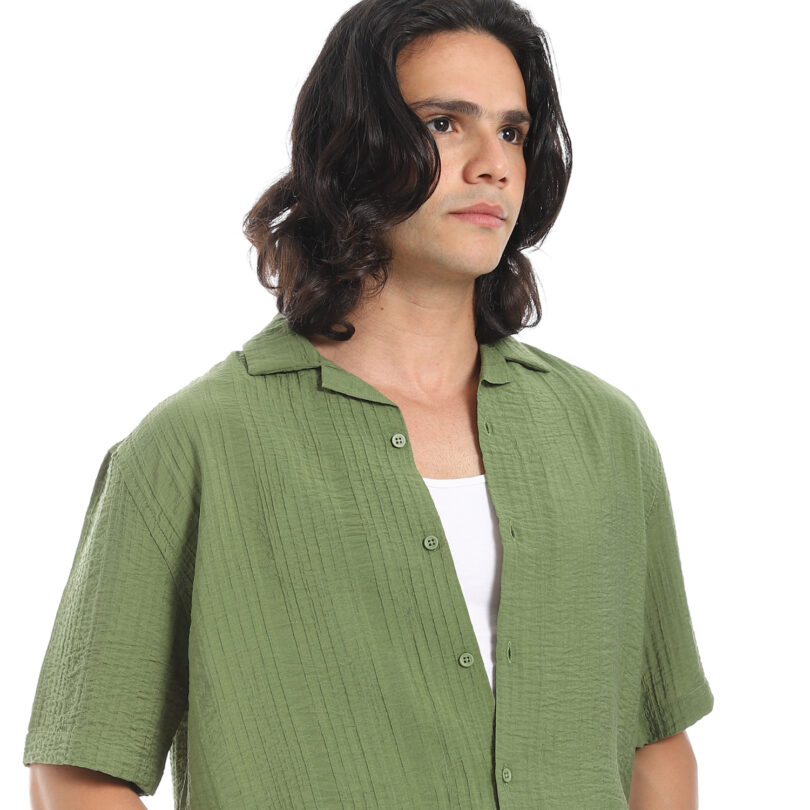 Half Sleeve Shirt  - Olive - Image 6